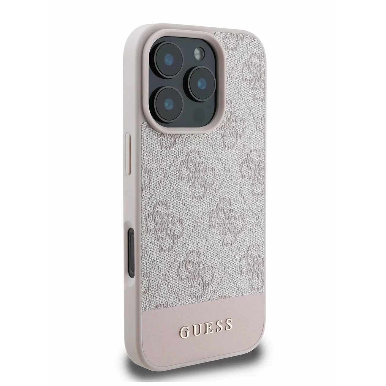 Чехол Guess PU 4G Bottom Stripe Metal Logo Hard Pink для iPhone 16 Чехол Guess PU 4G Bottom Stripe Metal Logo Hard Pink для iPhone 16