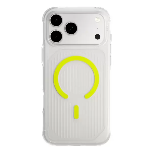 Чехол Uniq Combat Active для Apple iPhone 17 Pro, Frost Clear/Lume-Lime (матовый прозрачный/лаймовый), MagSafe Чехол Uniq Combat Active для Apple iPhone 17 Pro, Frost Clear/Lume-Lime (матовый прозрачный/лаймовый), MagSafe