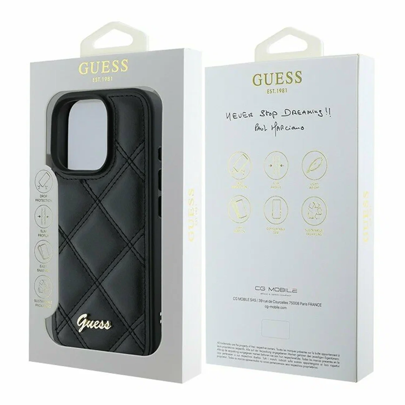 Чехол Guess PU Quilted with Script Metal Logo Hard Black для iPhone 16 Pro Чехол Guess PU Quilted with Script Metal Logo Hard Black для iPhone 16 Pro