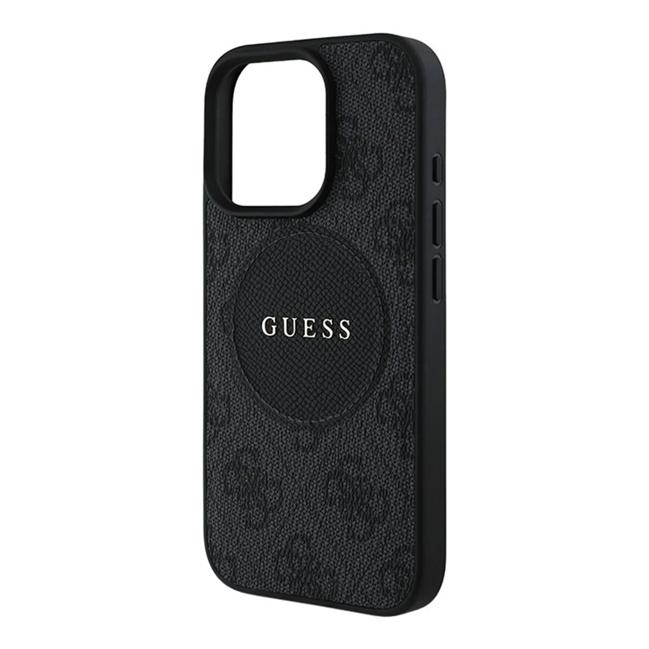 Чехол Guess PU 4G with Round Patch Metal Logo Hard Black (MagSafe) для iPhone 16 Чехол Guess PU 4G with Round Patch Metal Logo Hard Black (MagSafe) для iPhone 16