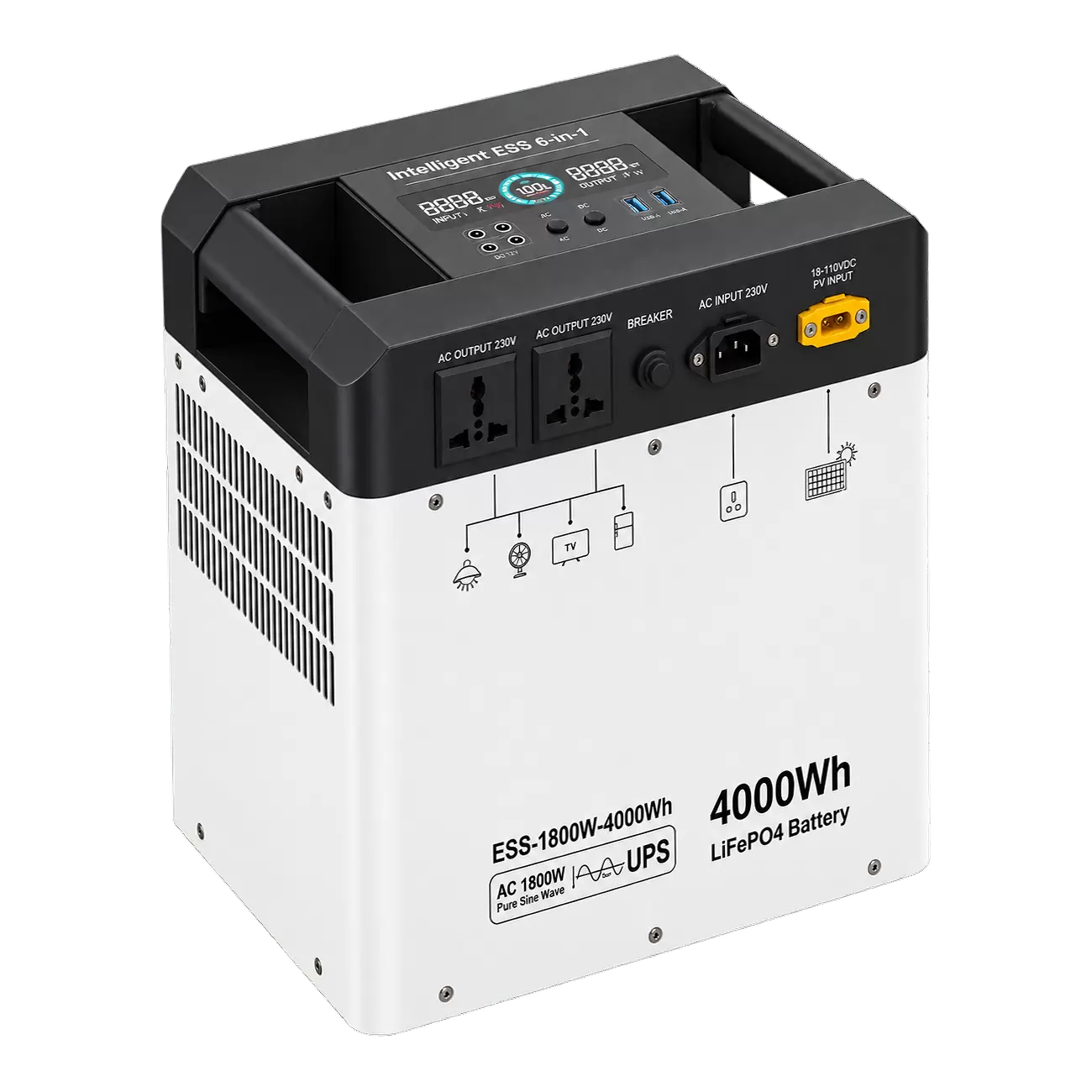 Портативная зарядная станция JQB Power, 1800 Вт / 4000 Вт·ч