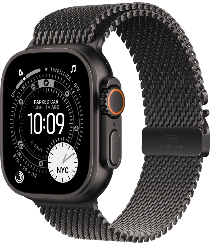 Смарт-часы Apple Watch Ultra 3, 49 мм, ремешок Titanium Milanese Loop, Чёрный титан / Black Titanium Смарт-часы Apple Watch Ultra 3, 49 мм, ремешок Titanium Milanese Loop, Чёрный титан / Black Titanium