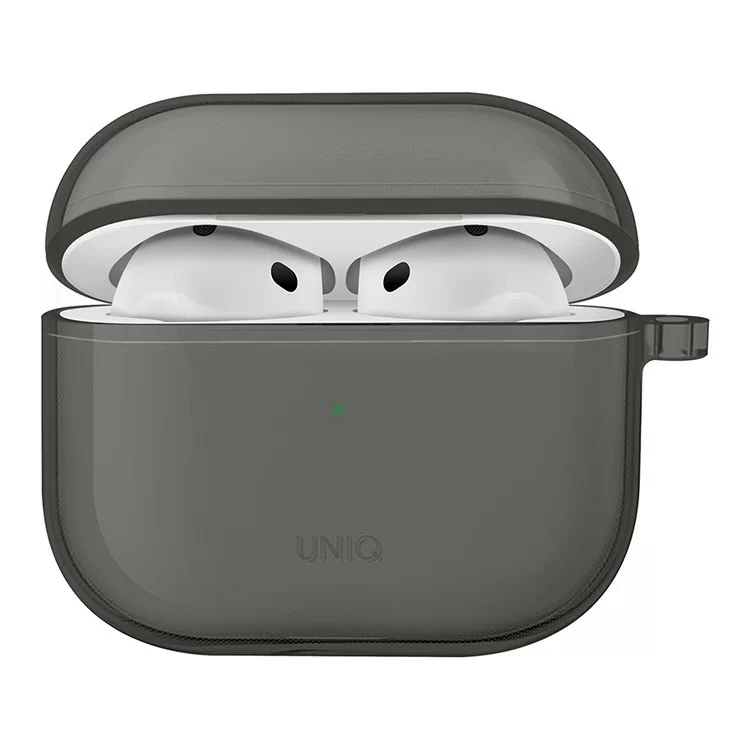 Чехол Uniq Glase TPU с карабином для AirPods 4 Дымчато-серый Чехол Uniq Glase TPU с карабином для AirPods 4 Дымчато-серый