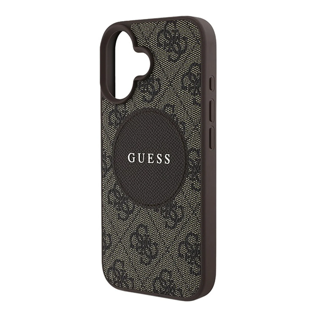 Чехол Guess PU 4G with Round Patch Metal Logo Hard Brown (MagSafe) для iPhone 16 Чехол Guess PU 4G with Round Patch Metal Logo Hard Brown (MagSafe) для iPhone 16