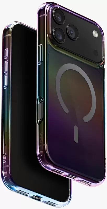 Чехол Uniq Iridescia (holographic) для Apple iPhone 17 Pro, Midnight Quartz (полуночный кварц), MagSafe