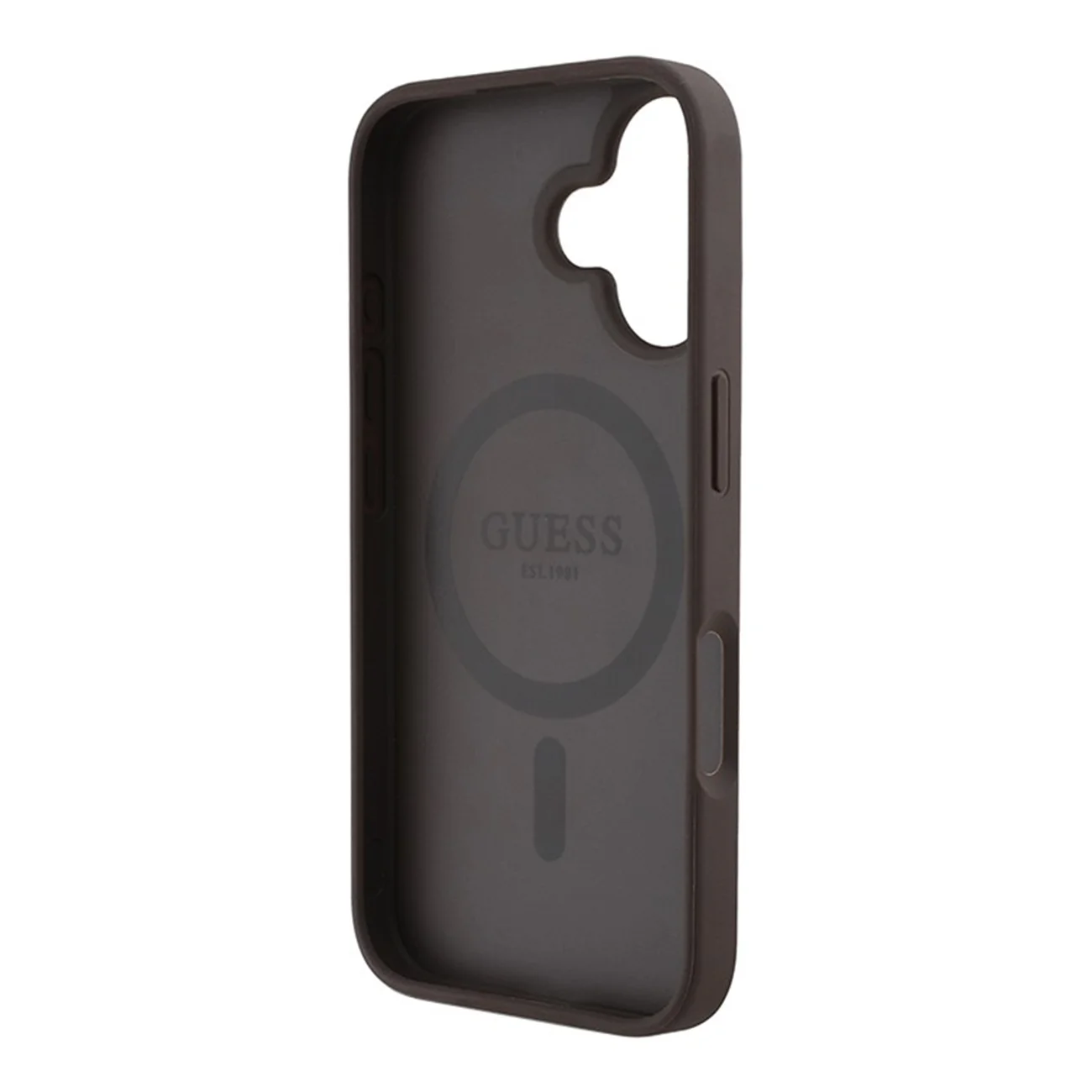 Чехол Guess PU 4G with Round Patch Metal Logo Hard Brown (MagSafe) для iPhone 16 Чехол Guess PU 4G with Round Patch Metal Logo Hard Brown (MagSafe) для iPhone 16