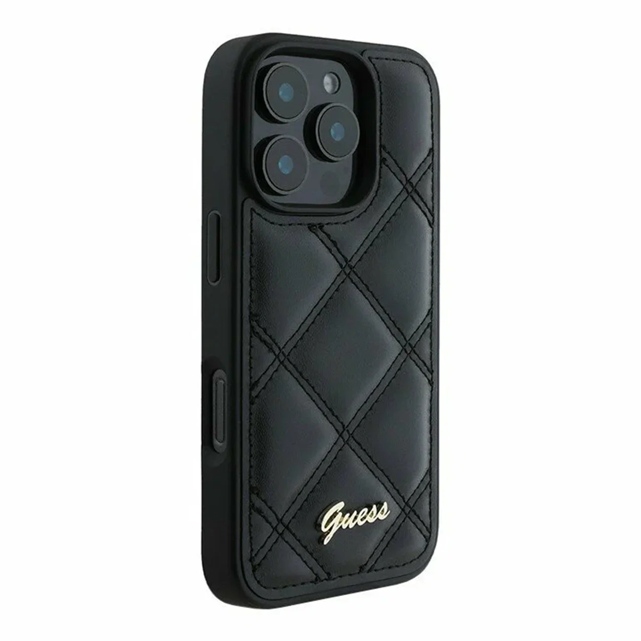 Чехол Guess PU Quilted with Script Metal Logo Hard Black для iPhone 16 Pro Чехол Guess PU Quilted with Script Metal Logo Hard Black для iPhone 16 Pro
