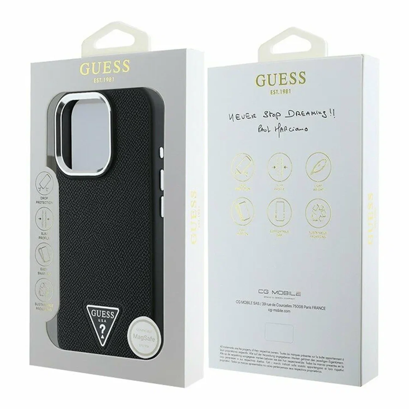 Чехол Guess PU Grained Leather Triangle Metal Logo Hard Black (MagSafe) для iPhone 16 Pro Чехол Guess PU Grained Leather Triangle Metal Logo Hard Black (MagSafe) для iPhone 16 Pro