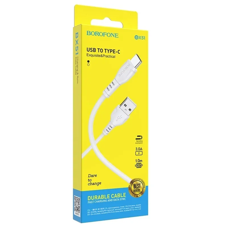 Кабель USB-A — USB-C, 1 м (Borofone) Кабель USB-A — USB-C, 1 м (Borofone)