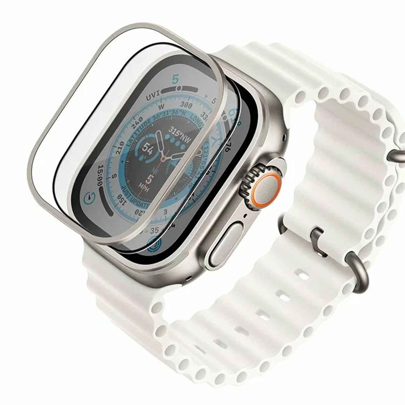 Защитное стекло Uniq OPTIX DUO PRO Anti-reflective + рамка Stainless Steel для Apple Watch Ultra 49 mm