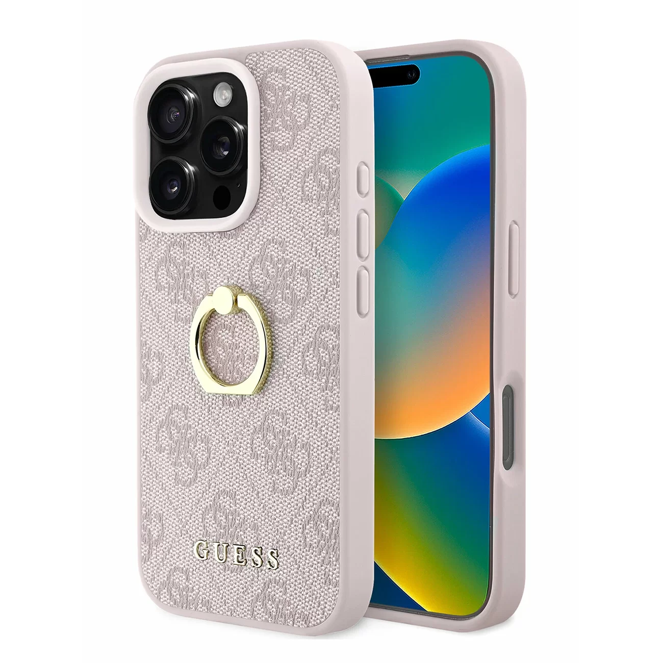 Чехол Guess PU 4G + Ring Hard Pink для iPhone 16 Pro Чехол Guess PU 4G + Ring Hard Pink для iPhone 16 Pro