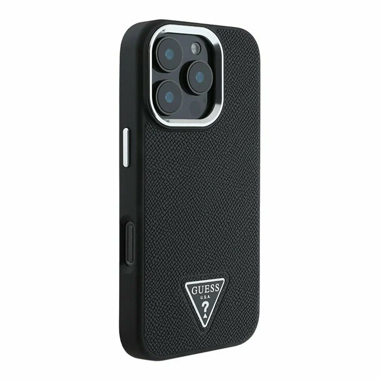 Чехол Guess PU Grained Leather Triangle Metal Logo Hard Black (MagSafe) для iPhone 16 Pro Чехол Guess PU Grained Leather Triangle Metal Logo Hard Black (MagSafe) для iPhone 16 Pro