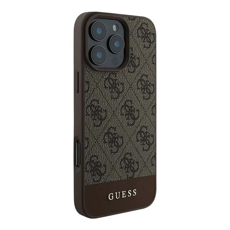 Чехол Guess PU 4G Bottom Stripe Metal Logo Hard Brown для iPhone 16 Pro Чехол Guess PU 4G Bottom Stripe Metal Logo Hard Brown для iPhone 16 Pro