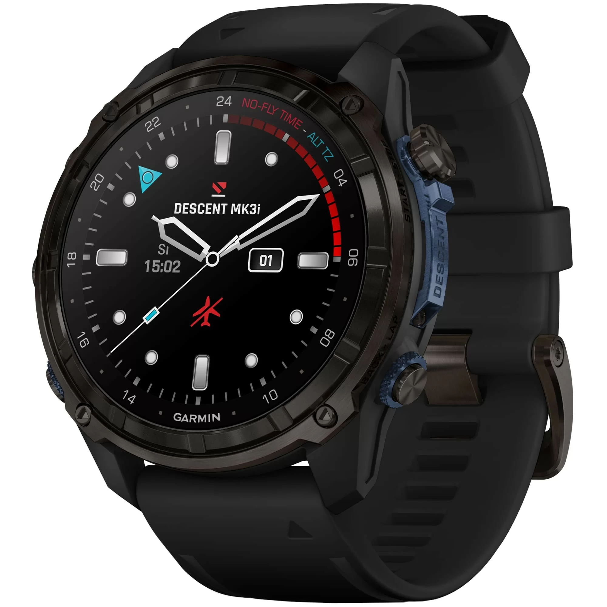 Дайвинг-компьютер Garmin Descent Mk3i, 51 мм (Carbon Gray DLC Titanium / титановый корпус, цвет графит, Black Silicone Band / чёрный силиконовый ремешок)