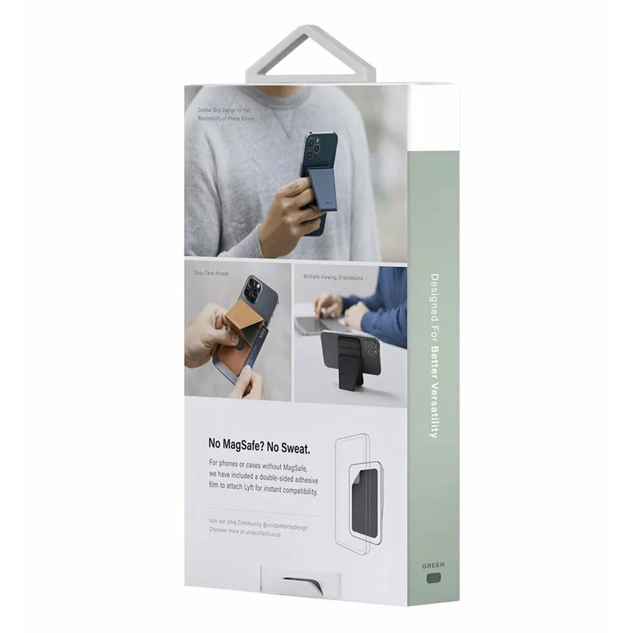 Магнитный бумажник Uniq LYFT с подставкой Green Apple Magsafe 12/13/14/15/16