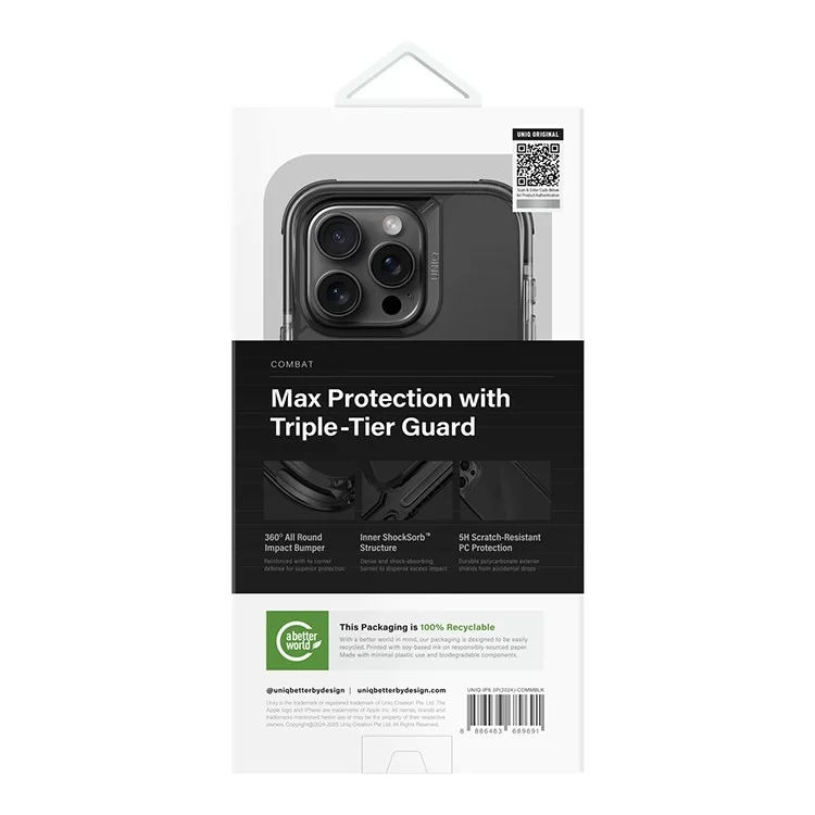 Чехол Uniq Combat Life для iPhone 16 Чёрный (MagSafe) Чехол Uniq Combat Life для iPhone 16 Чёрный (MagSafe)