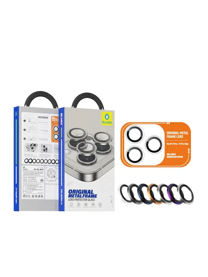 Защитное стекло на камеру BlueO для Apple iPhone 17 Pro / 17 Pro Max, Acrylic Frame, 3 шт., Clear (прозрачный), с аппликатором