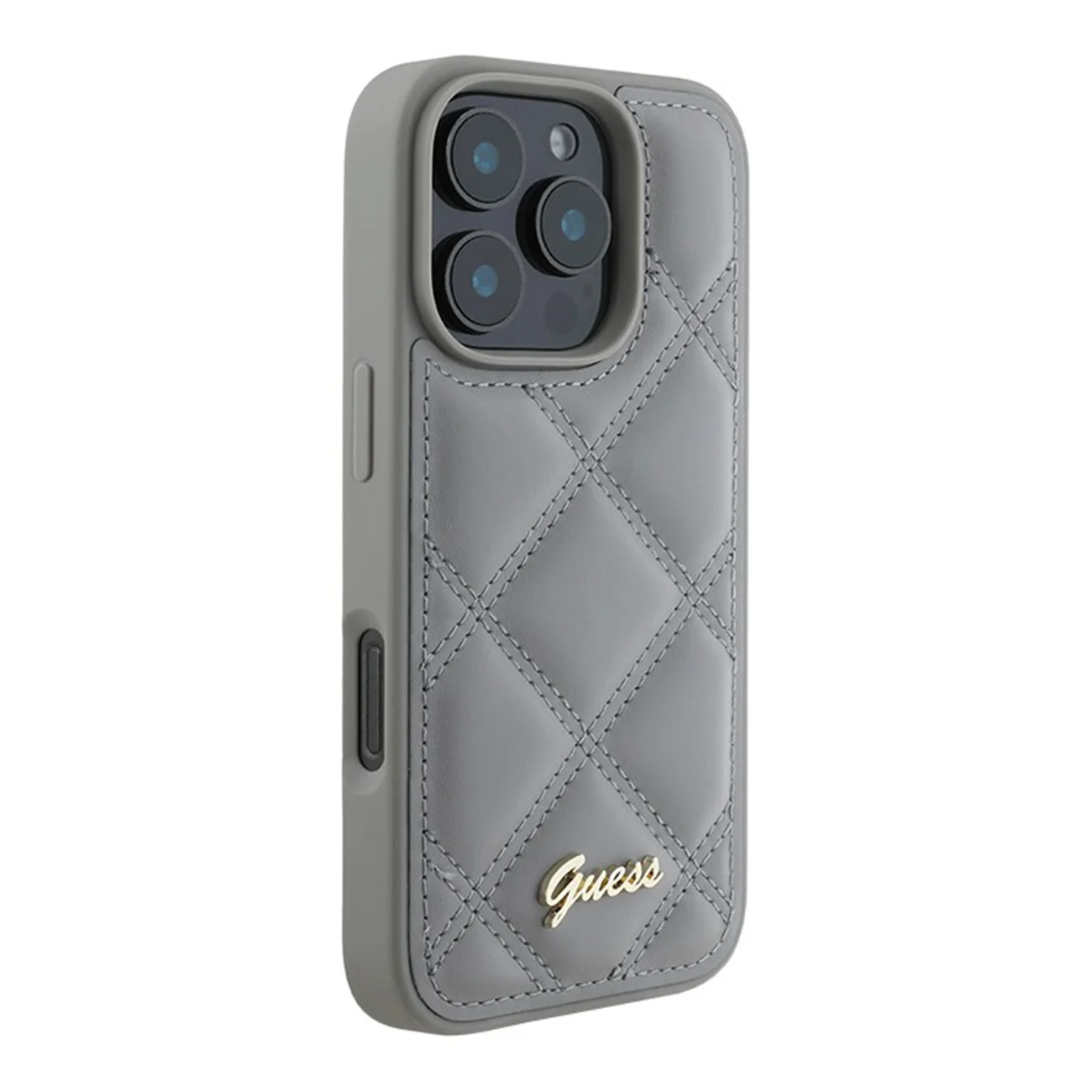 Чехол Guess PU Quilted with Script Metal Logo Hard Grey для iPhone 16 Pro Max Чехол Guess PU Quilted with Script Metal Logo Hard Grey для iPhone 16 Pro Max