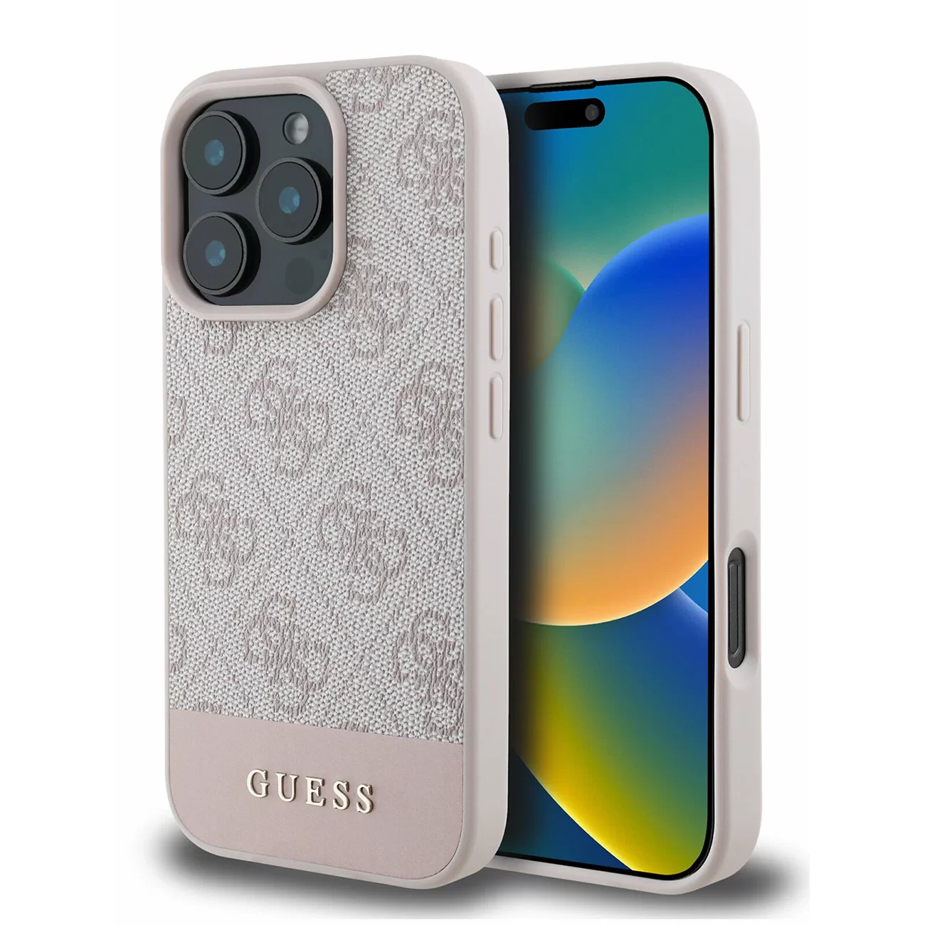 Чехол Guess PU 4G Bottom Stripe Metal Logo Hard Pink для iPhone 16 Чехол Guess PU 4G Bottom Stripe Metal Logo Hard Pink для iPhone 16