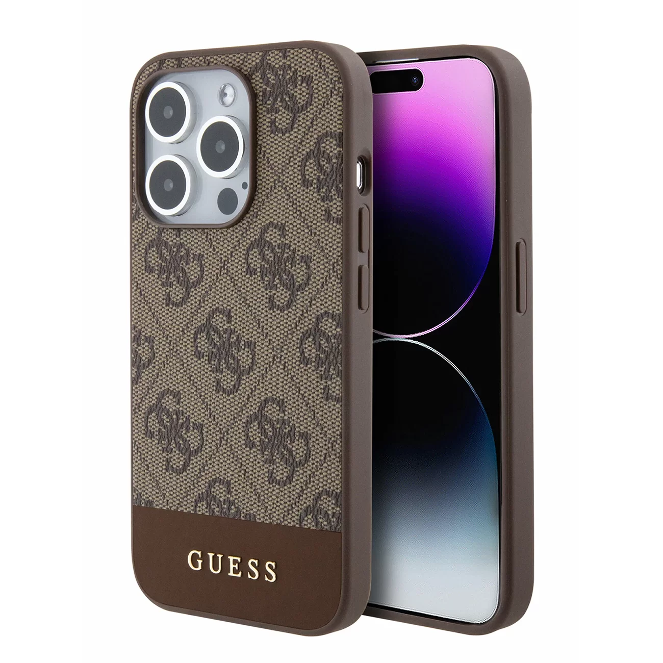 Чехол Guess PU 4G Bottom Stripe Metal Logo Hard Brown (MagSafe) для iPhone 15 Pro Max Чехол Guess PU 4G Bottom Stripe Metal Logo Hard Brown (MagSafe) для iPhone 15 Pro Max