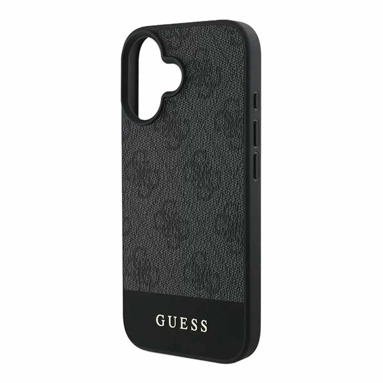 Чехол Guess PU 4G Bottom Stripe Metal Logo Hard Grey для iPhone 16