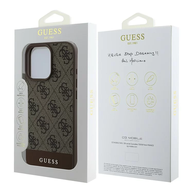 Чехол Guess PU 4G Bottom Stripe Metal Logo Hard Brown для iPhone 16 Pro Чехол Guess PU 4G Bottom Stripe Metal Logo Hard Brown для iPhone 16 Pro