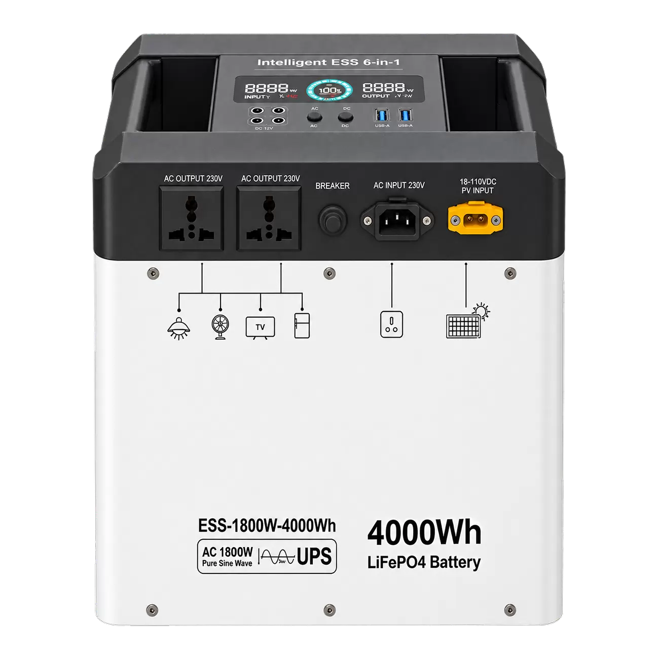 Портативная зарядная станция JQB Power, 1800 Вт / 4000 Вт·ч