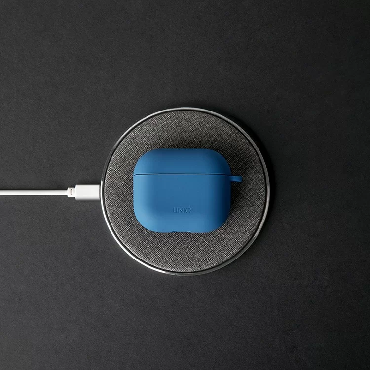 Чехол Uniq NEXO Liquid Silicone с карабином и спортивными крючками для AirPods 4 Тихоокеанский синий