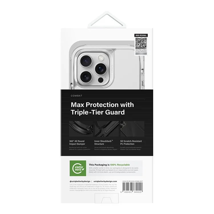 Чехол Uniq Combat LifePro Active для iPhone 16 Pro Max Белый светящийся (MagSafe) Чехол Uniq Combat LifePro Active для iPhone 16 Pro Max Белый светящийся (MagSafe)