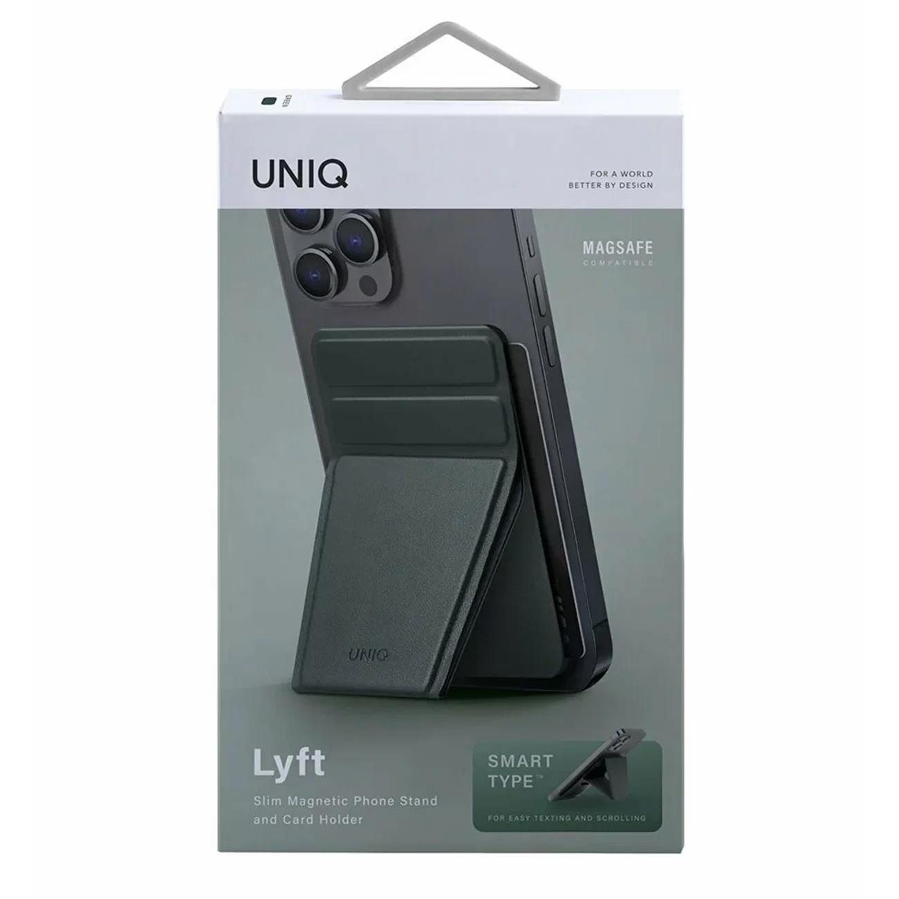 Магнитный бумажник Uniq LYFT с подставкой Green Apple Magsafe 12/13/14/15/16