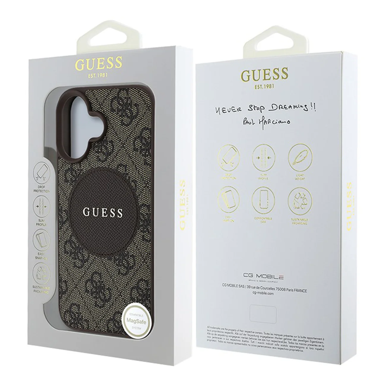 Чехол Guess PU 4G with Round Patch Metal Logo Hard Brown (MagSafe) для iPhone 16 Чехол Guess PU 4G with Round Patch Metal Logo Hard Brown (MagSafe) для iPhone 16
