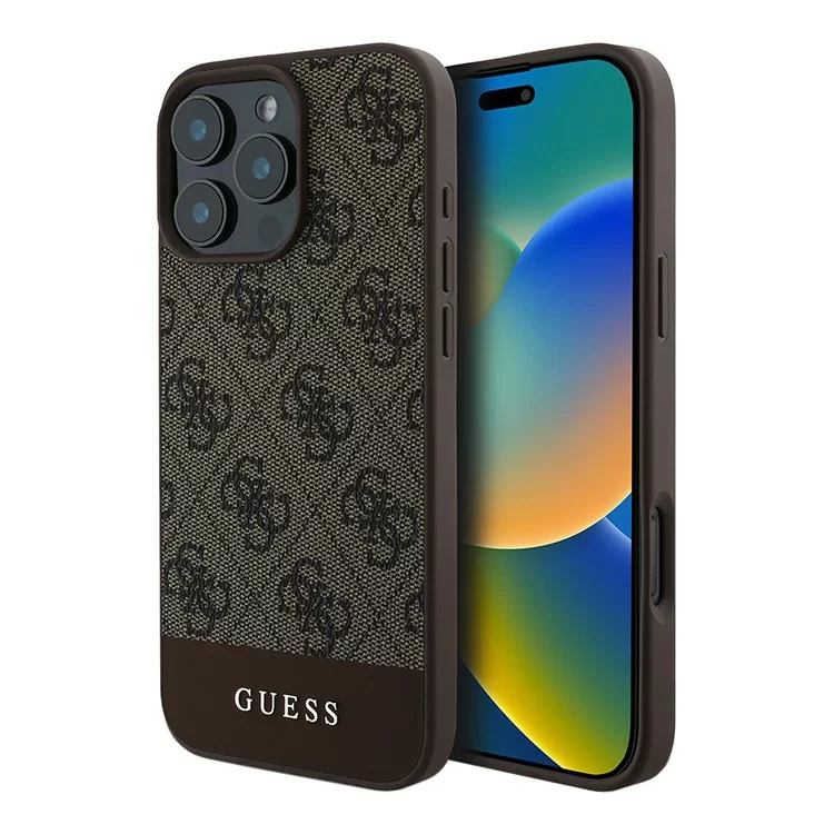 Чехол Guess PU 4G Bottom Stripe Metal Logo Hard Brown для iPhone 16 Pro Чехол Guess PU 4G Bottom Stripe Metal Logo Hard Brown для iPhone 16 Pro