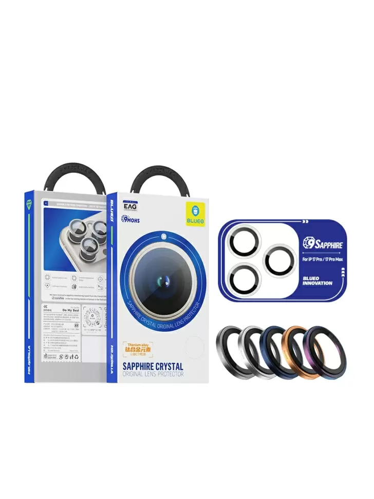 Защитное стекло на камеру BlueO для Apple iPhone 17 Pro / 17 Pro Max, Aluminium, 3 шт., Dark Blue (тёмно-синий), с аппликатором