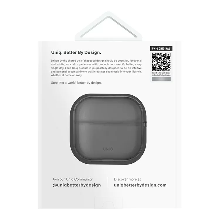 Чехол Uniq Glase TPU с карабином для AirPods 4 Дымчато-серый Чехол Uniq Glase TPU с карабином для AirPods 4 Дымчато-серый