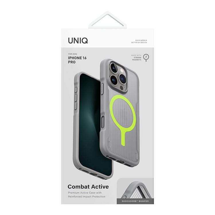 Чехол Uniq Combat LifePro Active для iPhone 16 Pro Каменный серый (MagSafe)