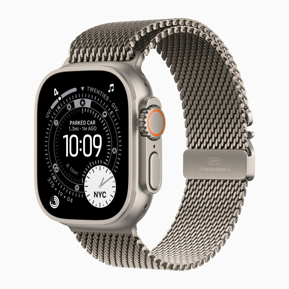 Смарт-часы Apple Watch Ultra 3, 49 мм, ремешок Titanium Milanese Loop, Натуральный титан / Natural Titanium Смарт-часы Apple Watch Ultra 3, 49 мм, ремешок Titanium Milanese Loop, Натуральный титан / Natural Titanium