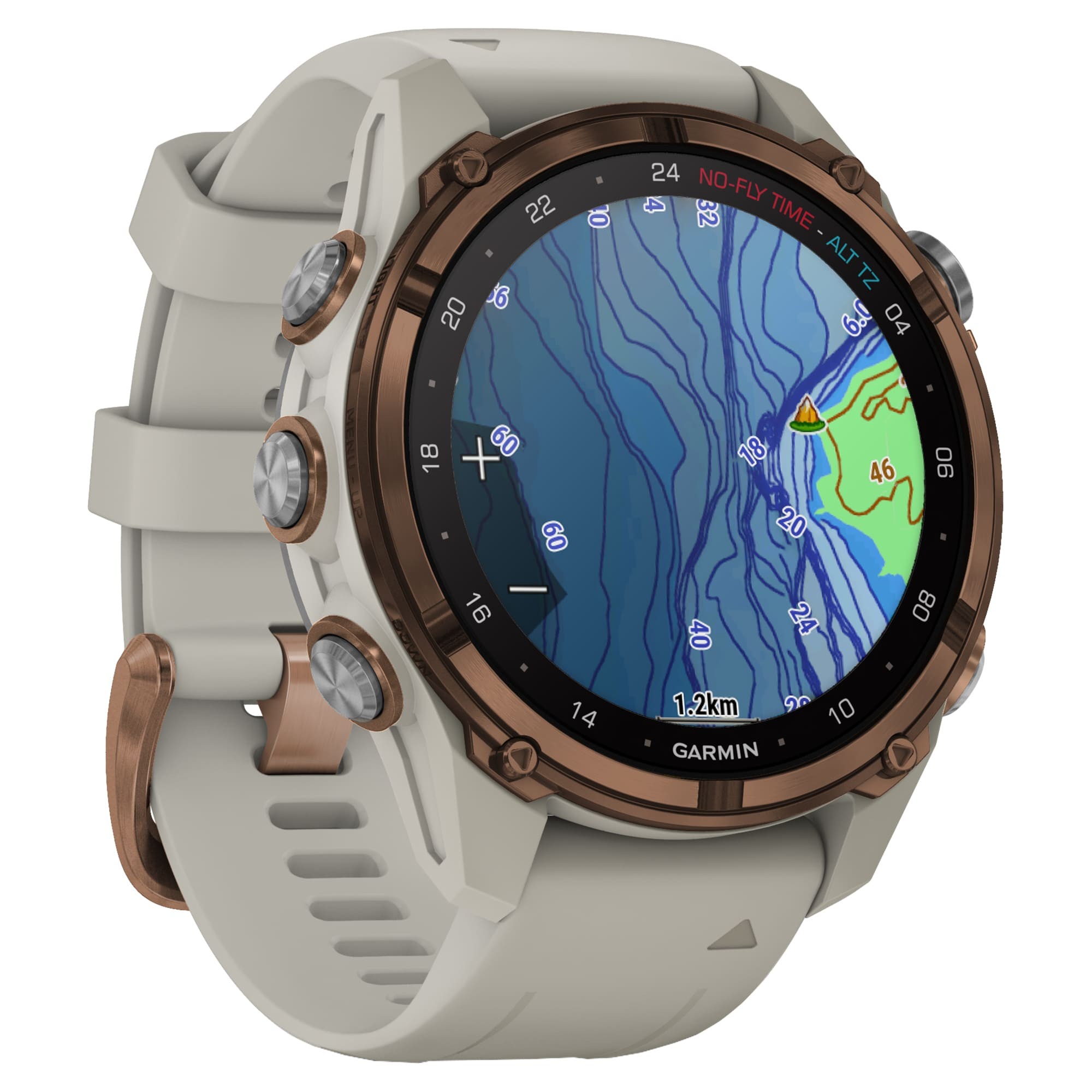 Дайвинг-компьютер Garmin Descent Mk3i, 43 мм (Bronze PVD Titanium / титановый корпус с бронзовым покрытием, French Gray Silicone Band / силиконовый ремешок серо-бежевый)