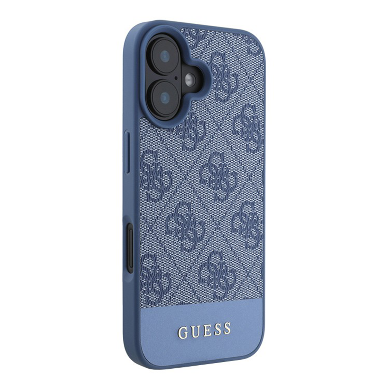 Чехол Guess PU 4G Bottom Stripe Metal Logo Hard Blue для iPhone 16